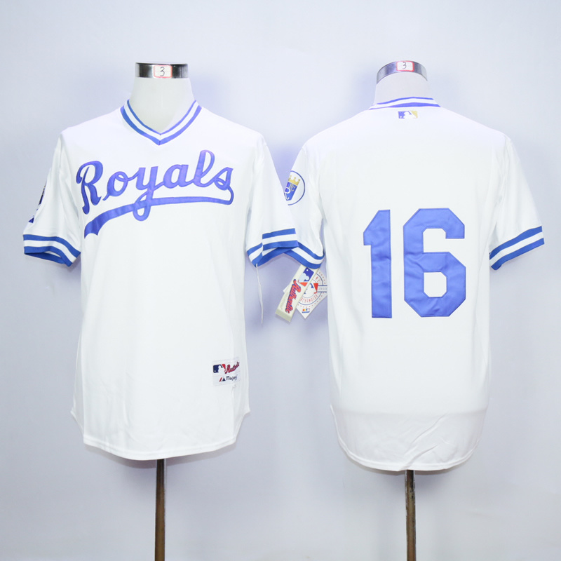 Men Kansas City Royals #16 B.Jackson White Throwback 1974 MLB Jerseys